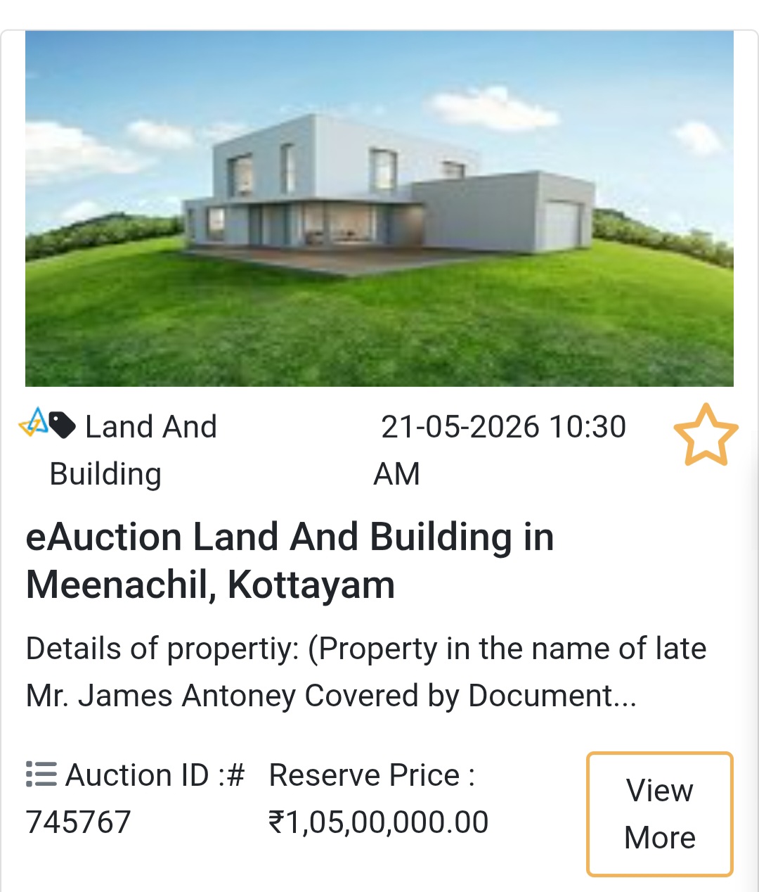 🏠 eAuction Land And Building in Meenachil, Kottayam