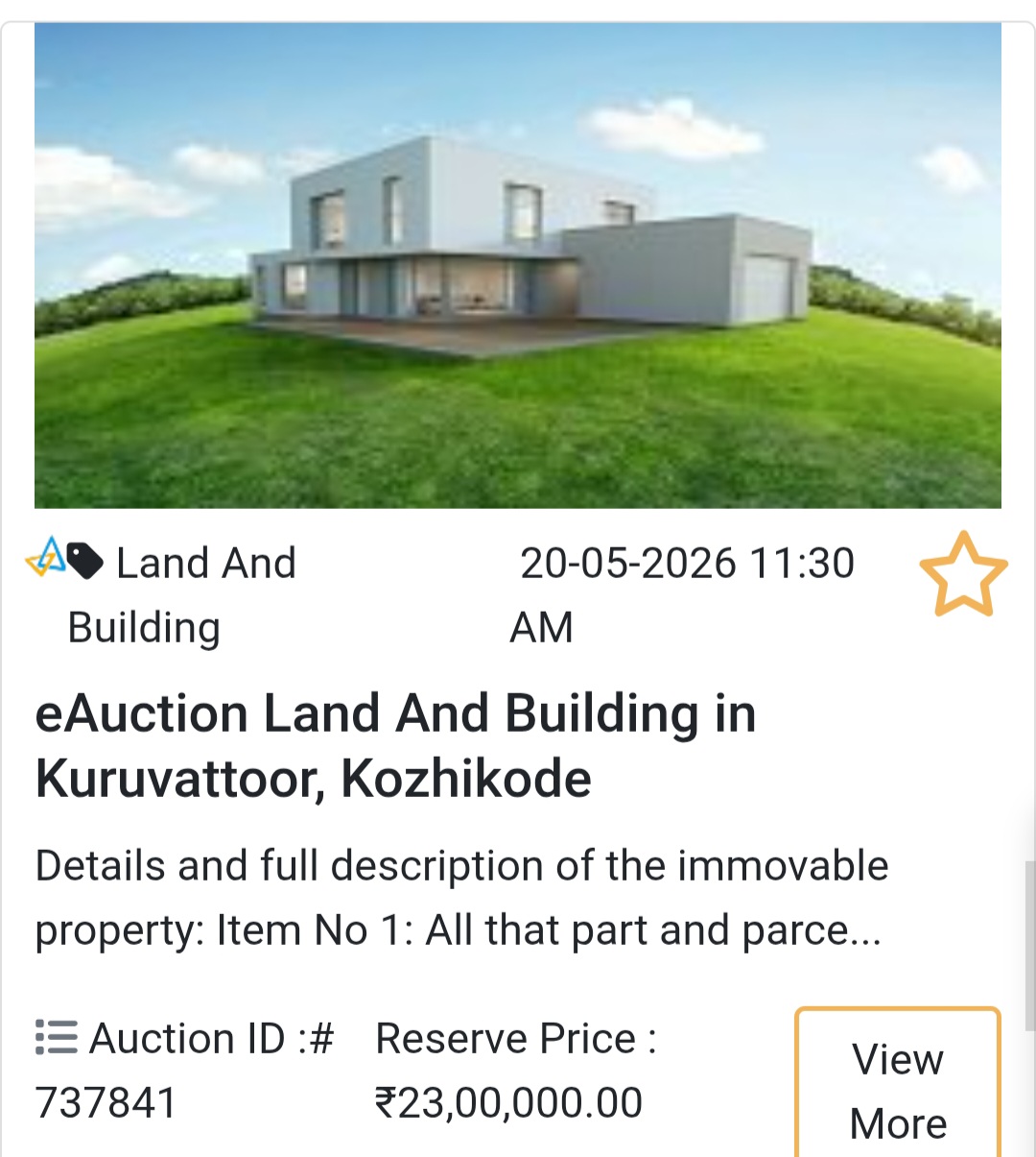 🏡 eAuction Land & Building in Kuruvattoor, Kozhikode