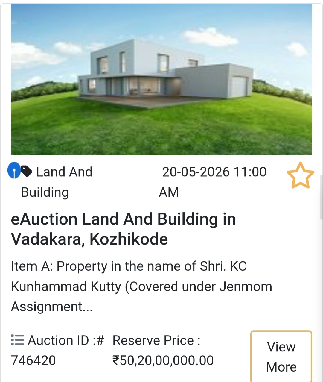 🏡 eAuction Land & Building in Vadakara, Kozhikode