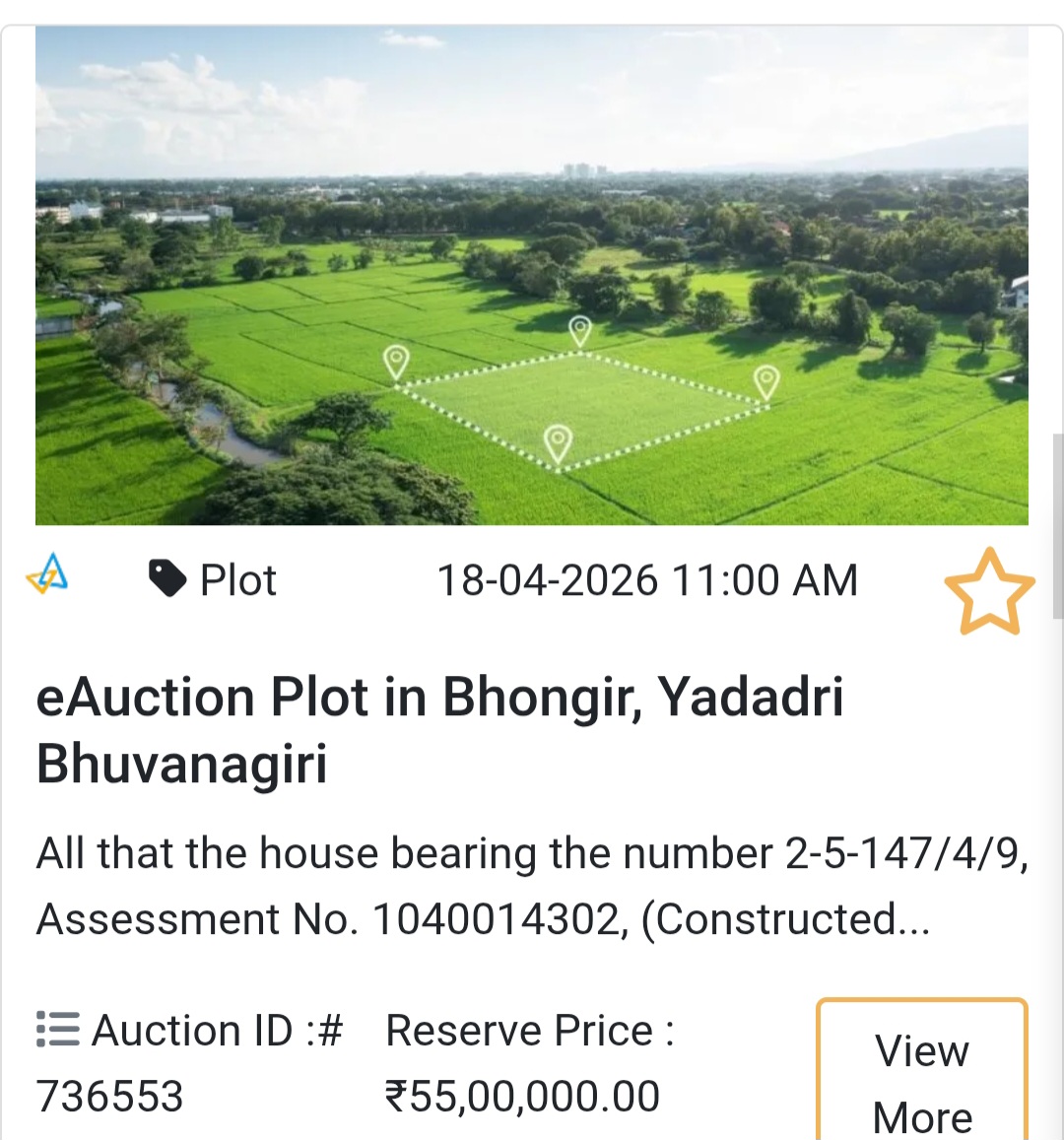 🌾 eAuction Plot in Bhongir, Yadadri Bhuvanagiri