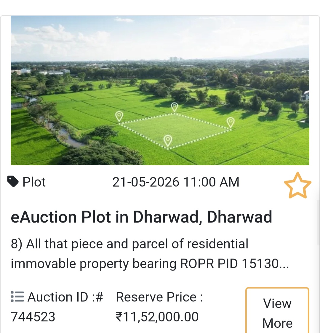🌾 eAuction Plot in Dharwad, Dharwad