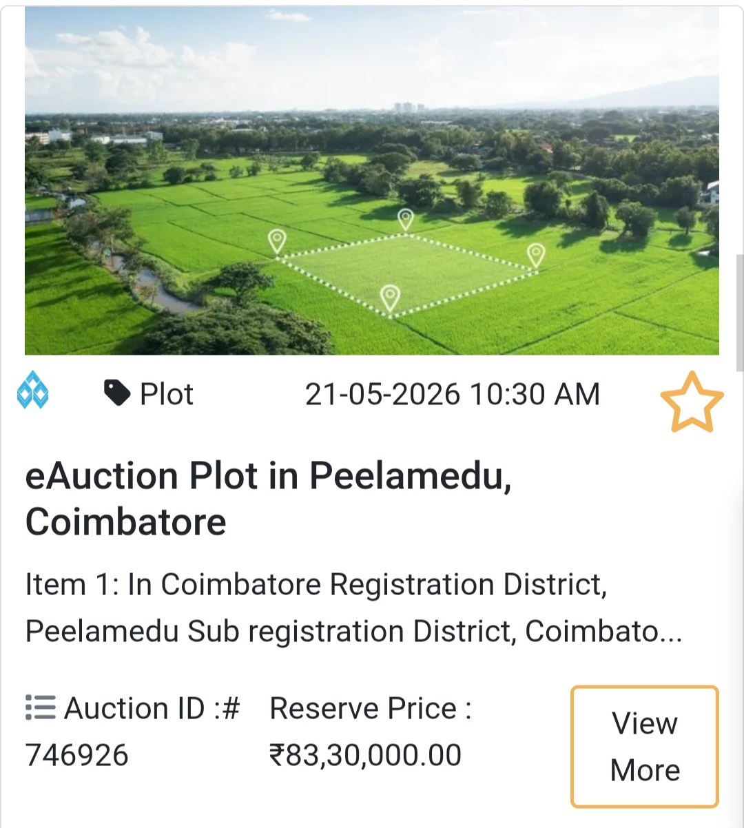 🌿 eAuction Plot in Peelamedu, Coimbatore