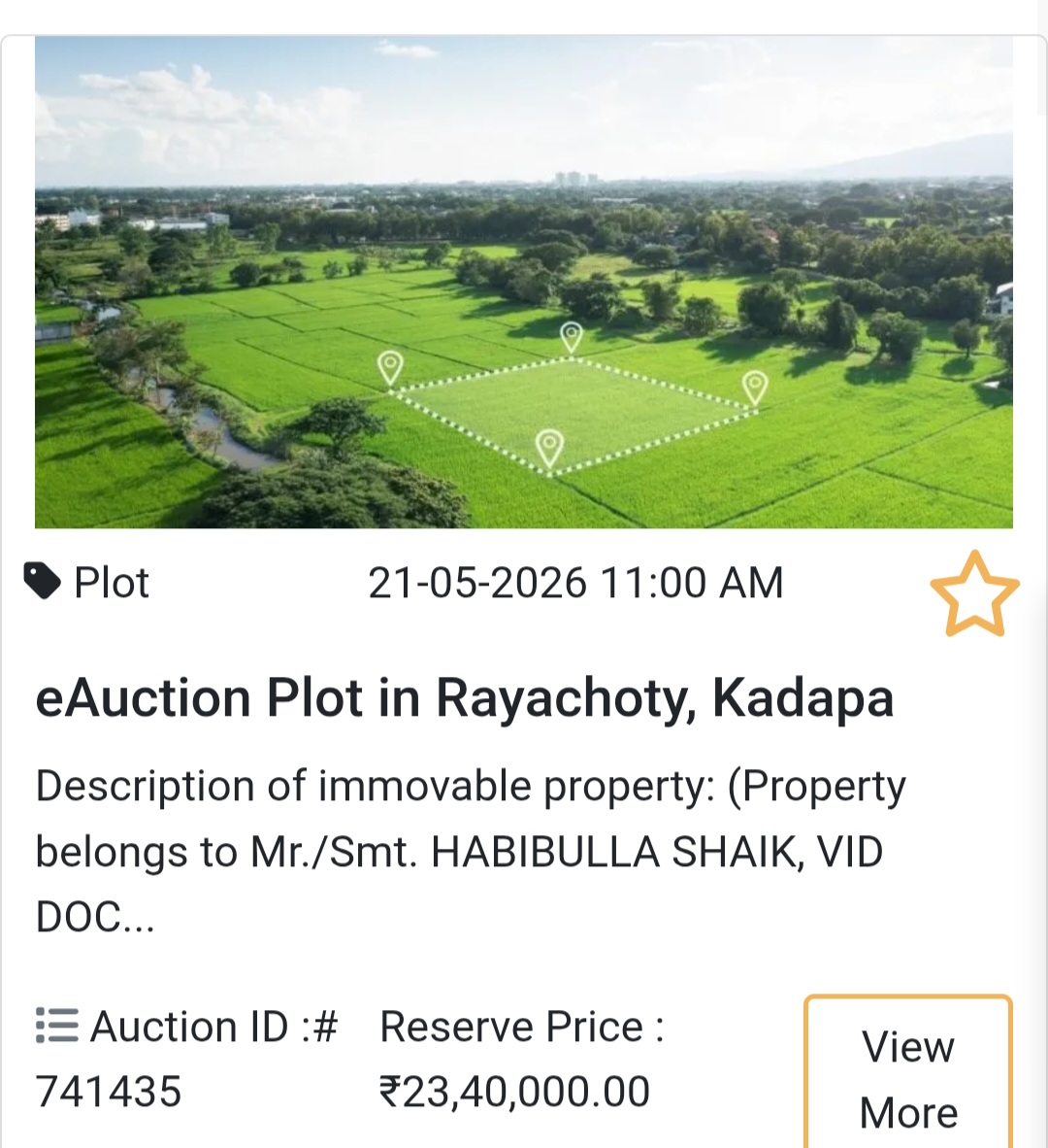 🌄 eAuction Plot in Rayachoty, Kadapa