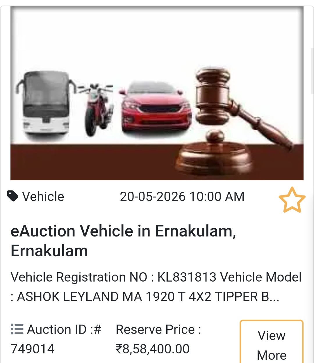 🚛 eAuction Vehicle in Ernakulam