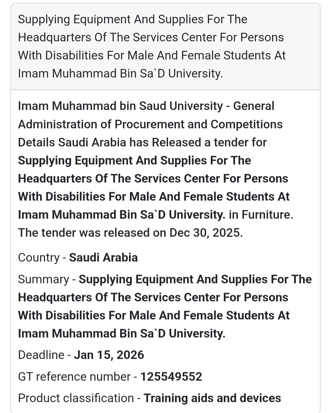 ♿ Educational & Disability Support Equipment Tender