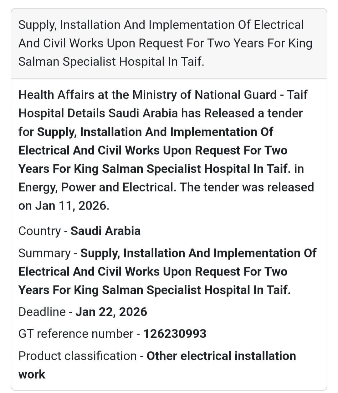 ⚡ ELECTRICAL & CIVIL WORKS – TAIF