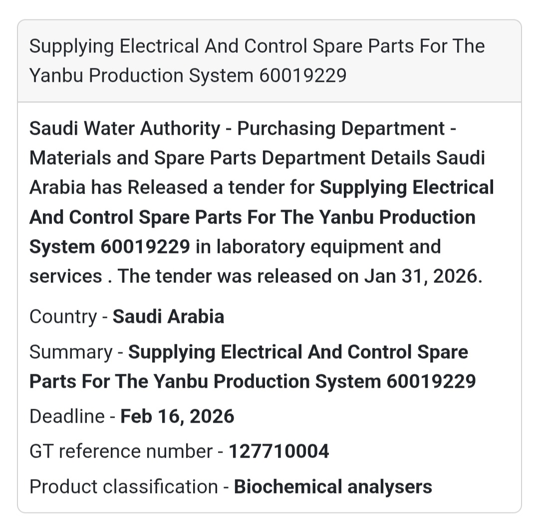 ⚡ Electrical & Control Spare Parts – Yanbu System