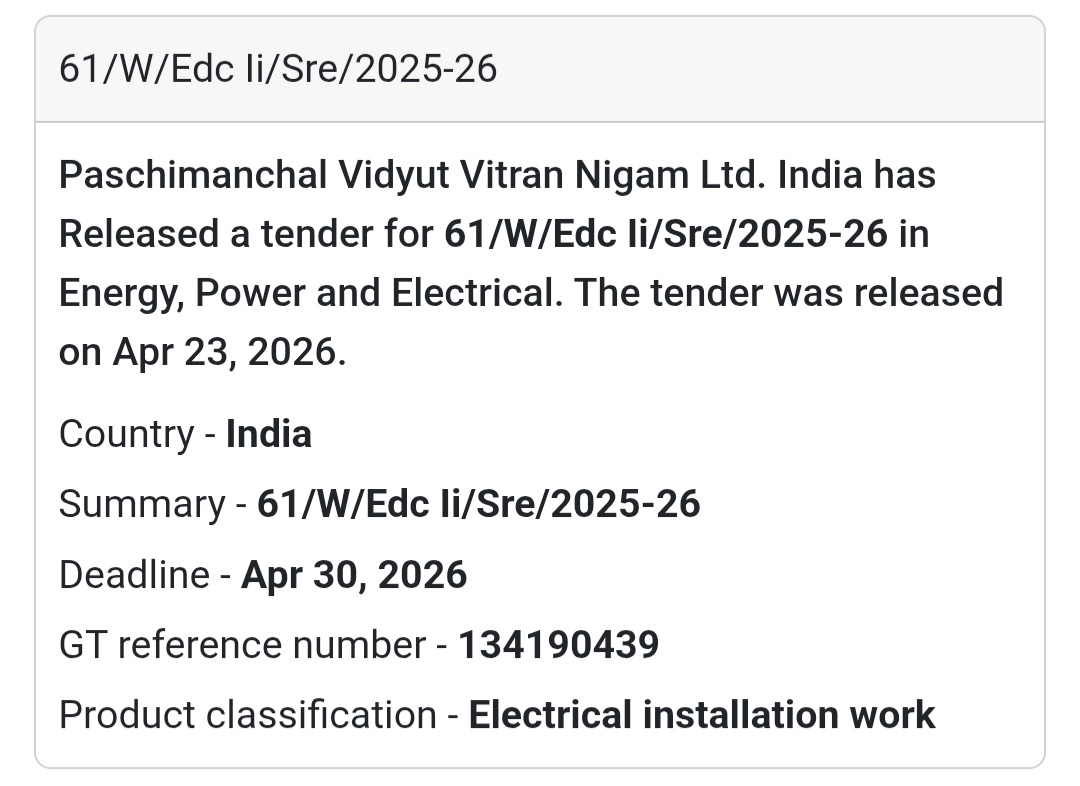 ⚡ Electrical Installation Tender – PVVNL