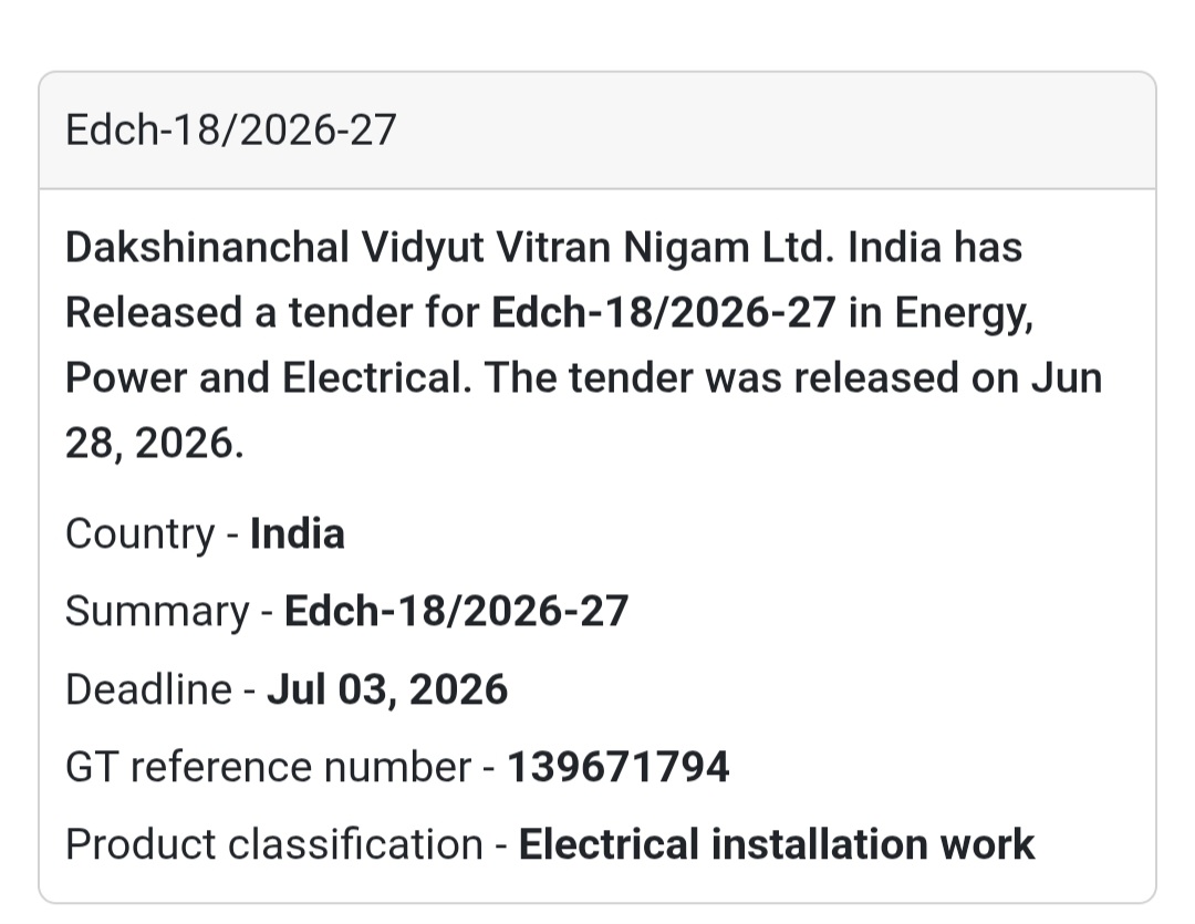 ⚡ Electrical Installation Work – EDCH-18/2026-27 | India 🇮🇳