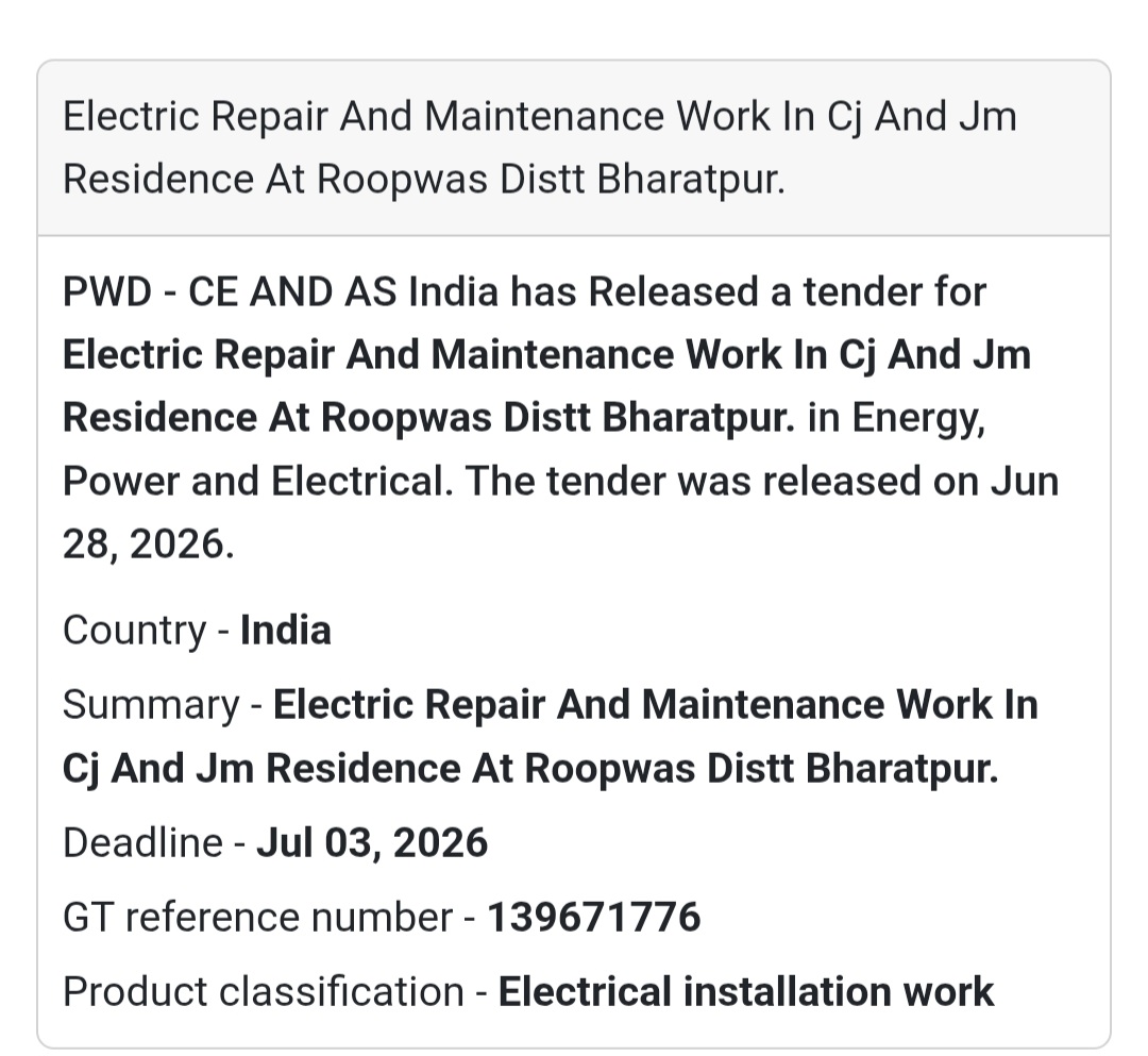 🔧 Electrical Repair & Maintenance – CJ & JM Residence, Roopwas | India 🇮🇳