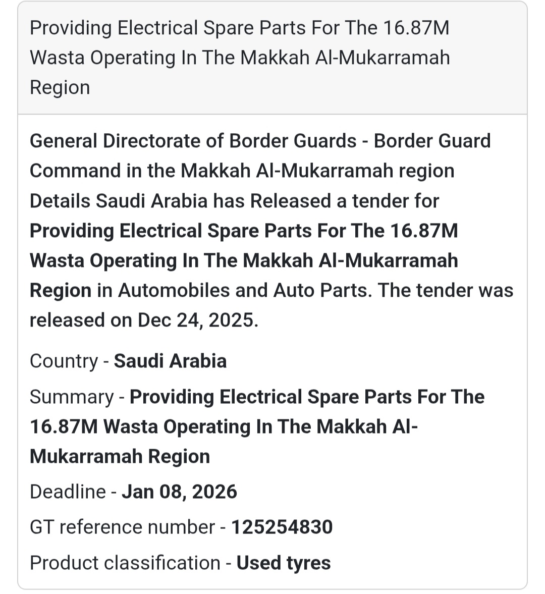 ⚡ Electrical Spare Parts Supply – Makkah Region 🇸🇦