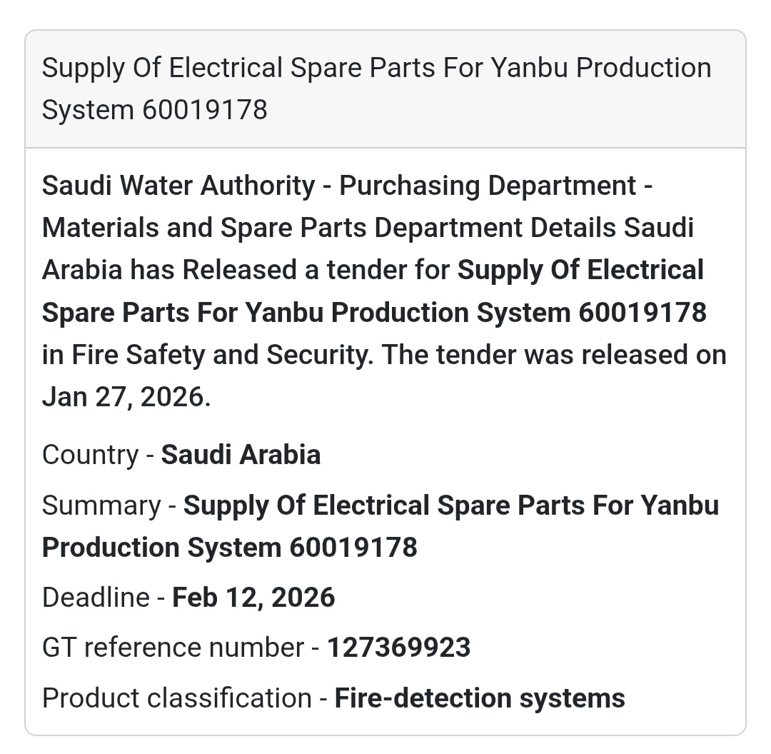 🔥 Electrical Spare Parts – Yanbu Production System (60019178) 🇸🇦 Saudi Arabia