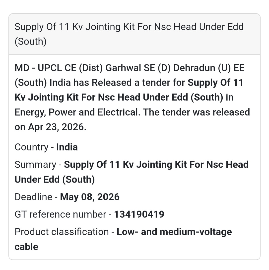 ⚡ Electrical Supply – 11 KV Jointing Kit