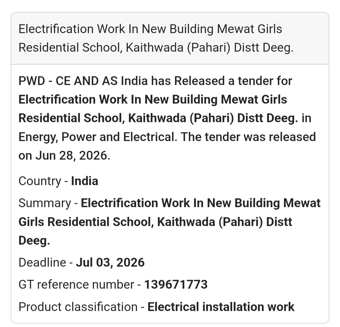 ⚡ Electrification Work – Mewat Girls Residential School, Kaithwada, Deeg | India 🇮🇳