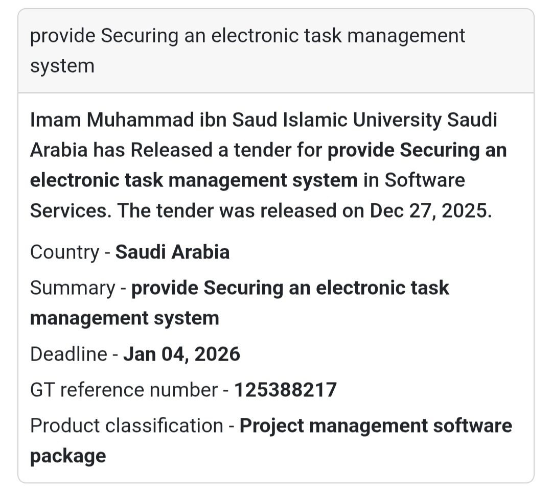 💻 electronics Management System Tender | Saudi Arabia 🇸🇦