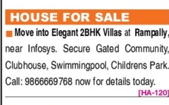 🏡 Elegant 2BHK Villas for Sale – Rampally