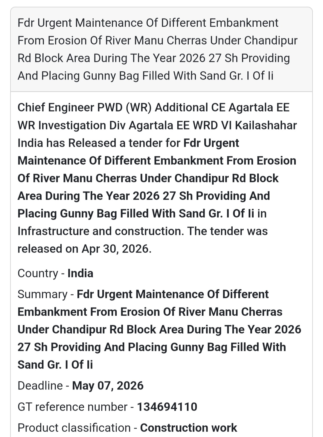 🌊 Embankment Maintenance – Chandipur (Additional)
