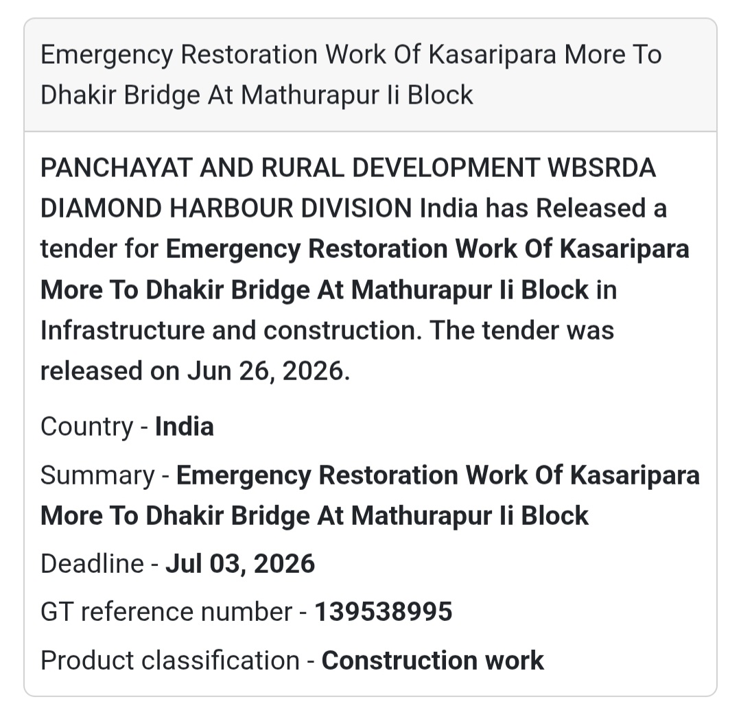 Emergency Restoration Work: Kasaripara More to Dhakir Bridge – Mathurapur II