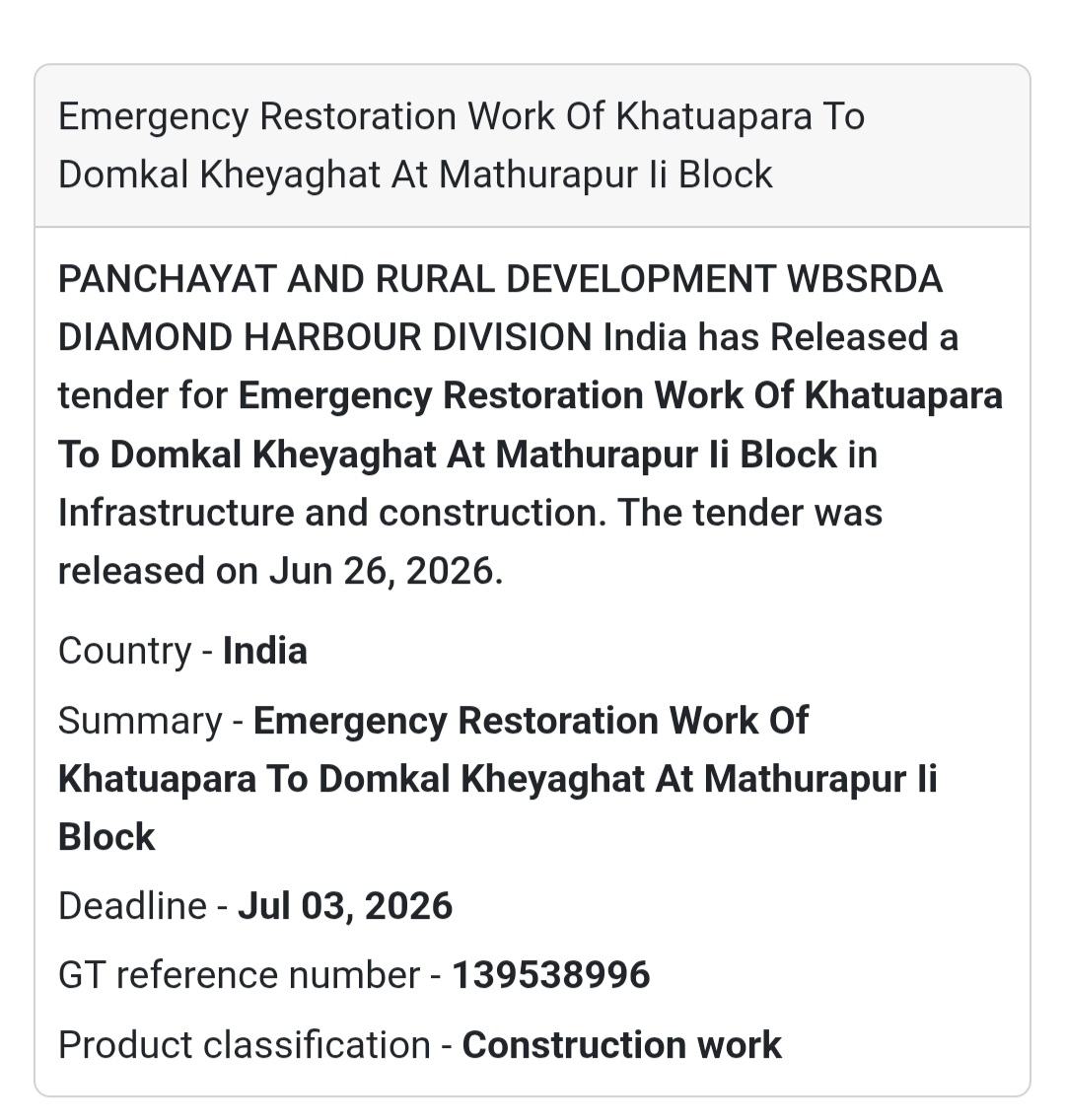 Emergency Restoration Work: Khatuapara to Domkal Kheyaghat – Mathurapur II