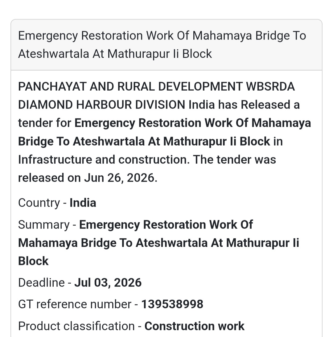 Emergency Restoration Work: Mahamaya Bridge to Ateshwartala – Mathurapur II