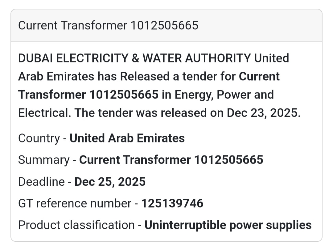 📢 Energy Sector Tender | UAE
