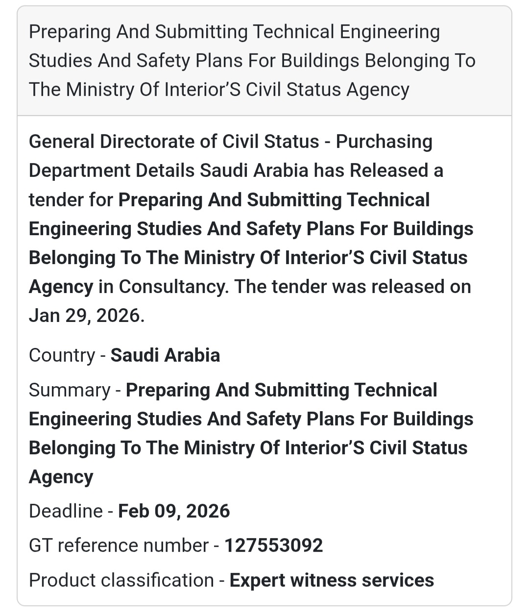 🏗️ Engineering & Safety Studies Tender