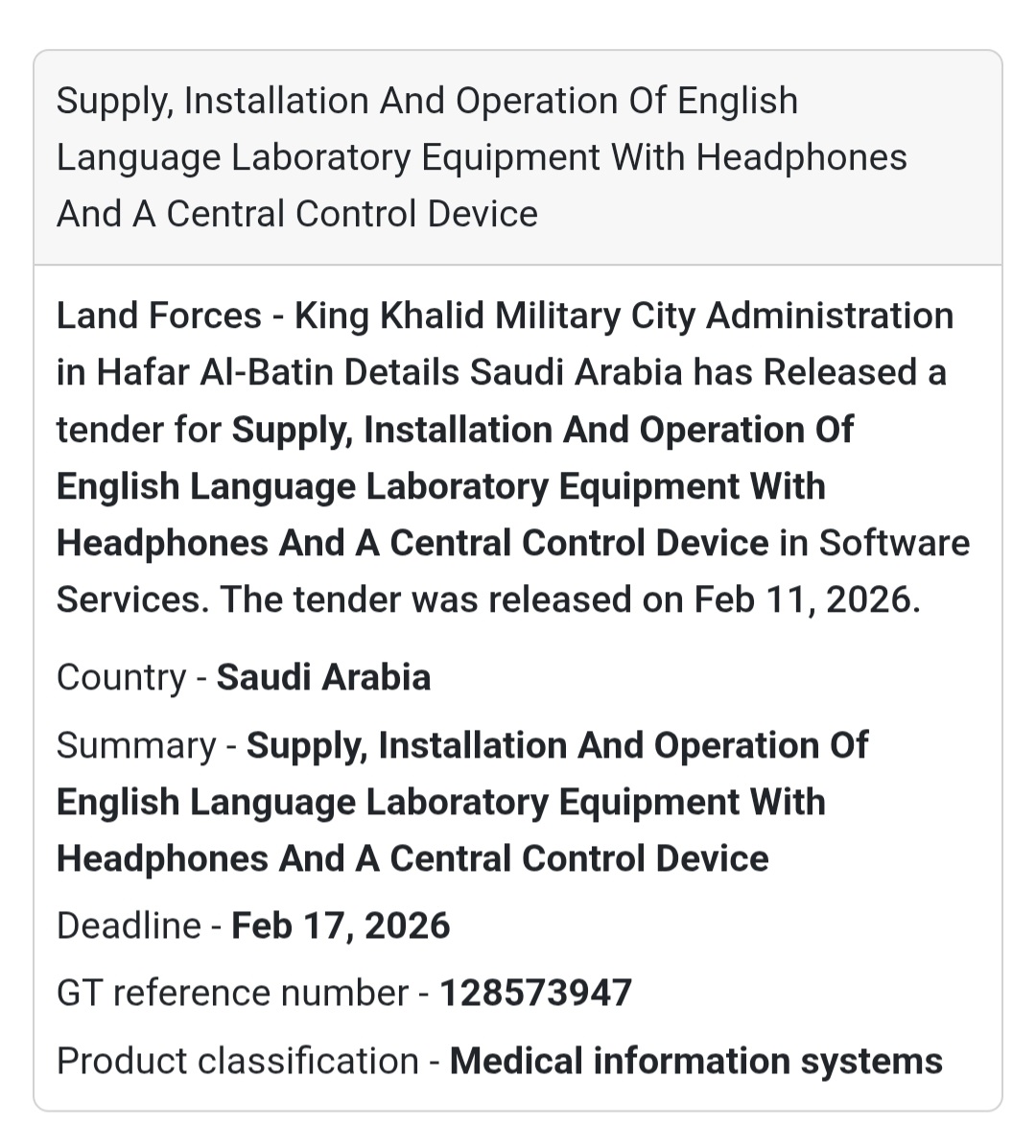 🎧 English Language Laboratory Equipment – King Khalid Military City