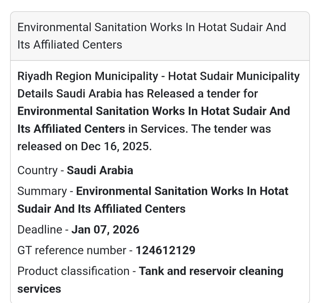 🔔 Environmental Services Tender | Saudi Arabia 🇸🇦