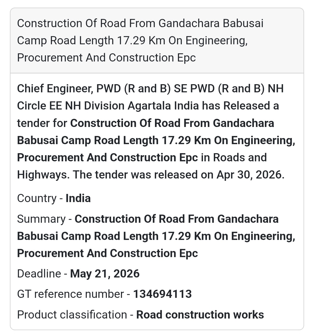 🛣️ EPC Road Construction – Gandachara
