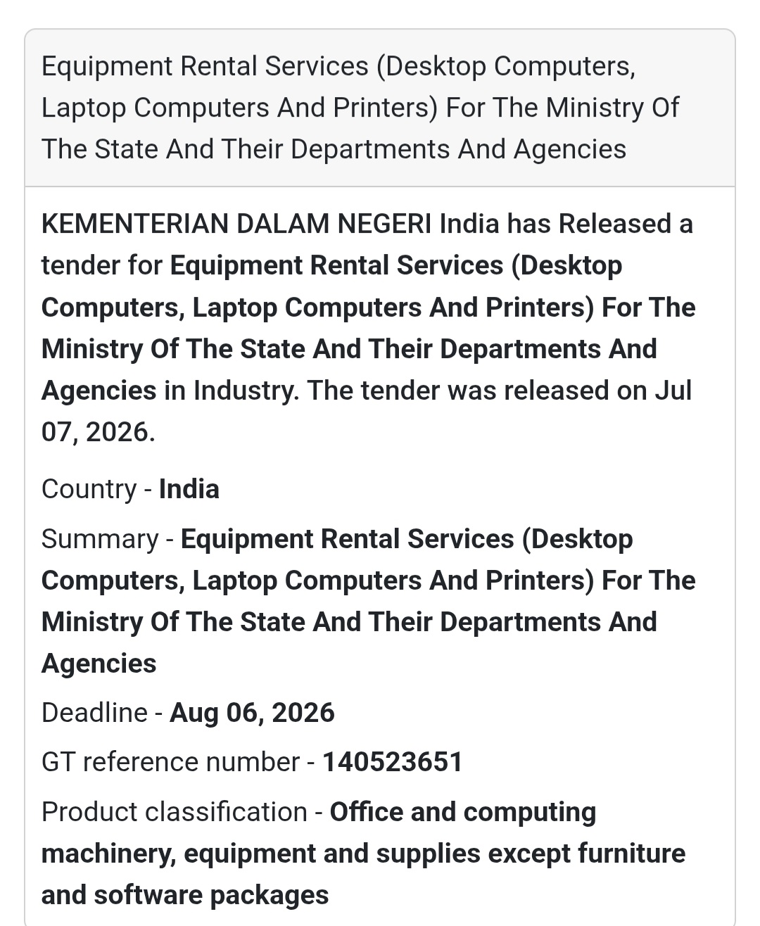 💻 Equipment Rental Services for Government Departments | Malaysia