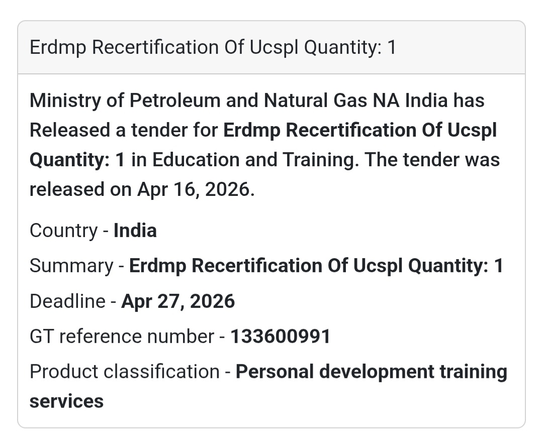 🎓 ERDMP Recertification Tender