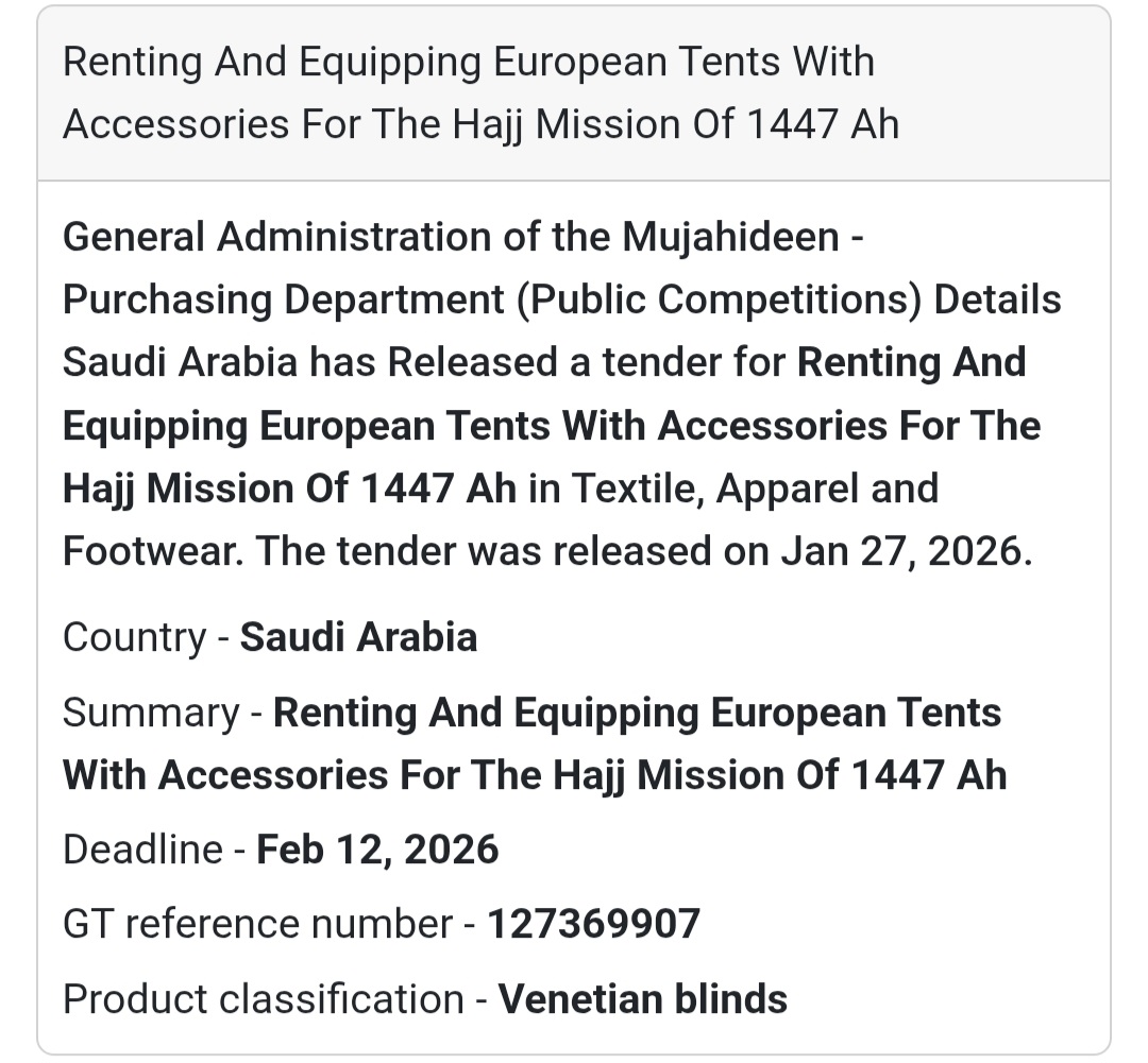 ⛺ European Tents for Hajj Mission 1447 AH 🇸🇦 Saudi Arabia