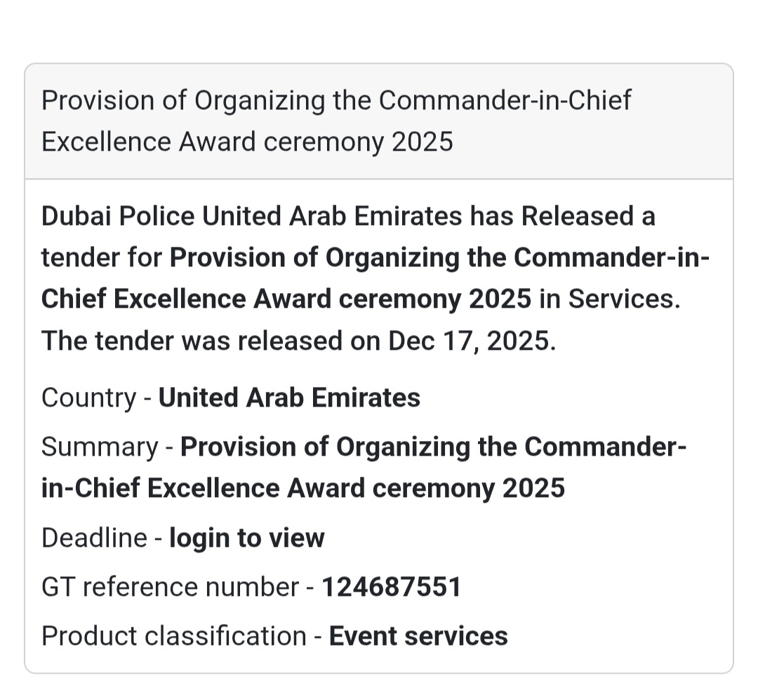 🔔 Event Services Tender | United Arab Emirates 🇦🇪