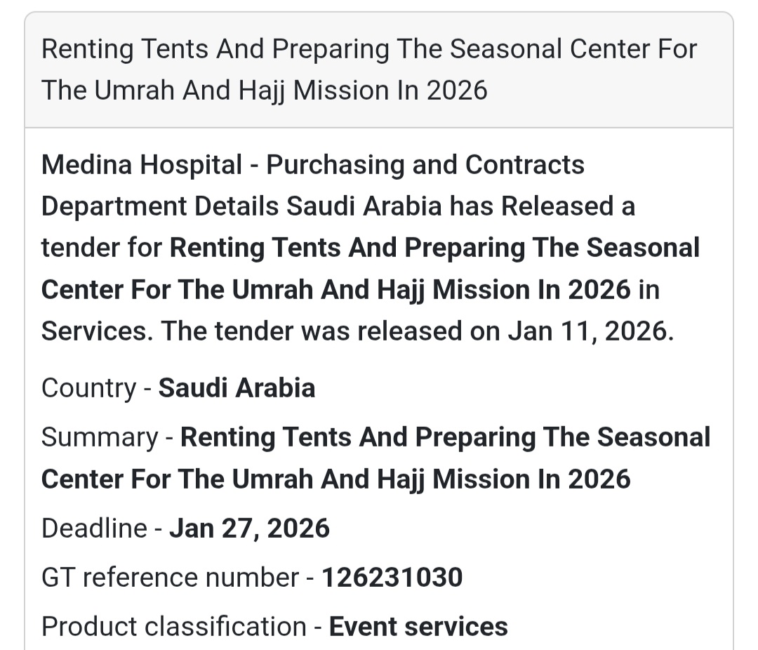 ⛺ EVENT SERVICES – UMRAH & HAJJ 2026