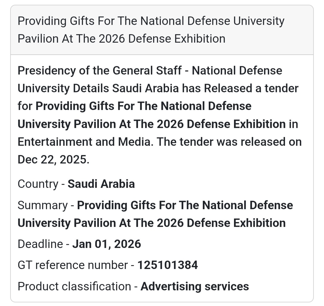 🎁 Events & Promotion Tender – Saudi Arabia 🇸🇦