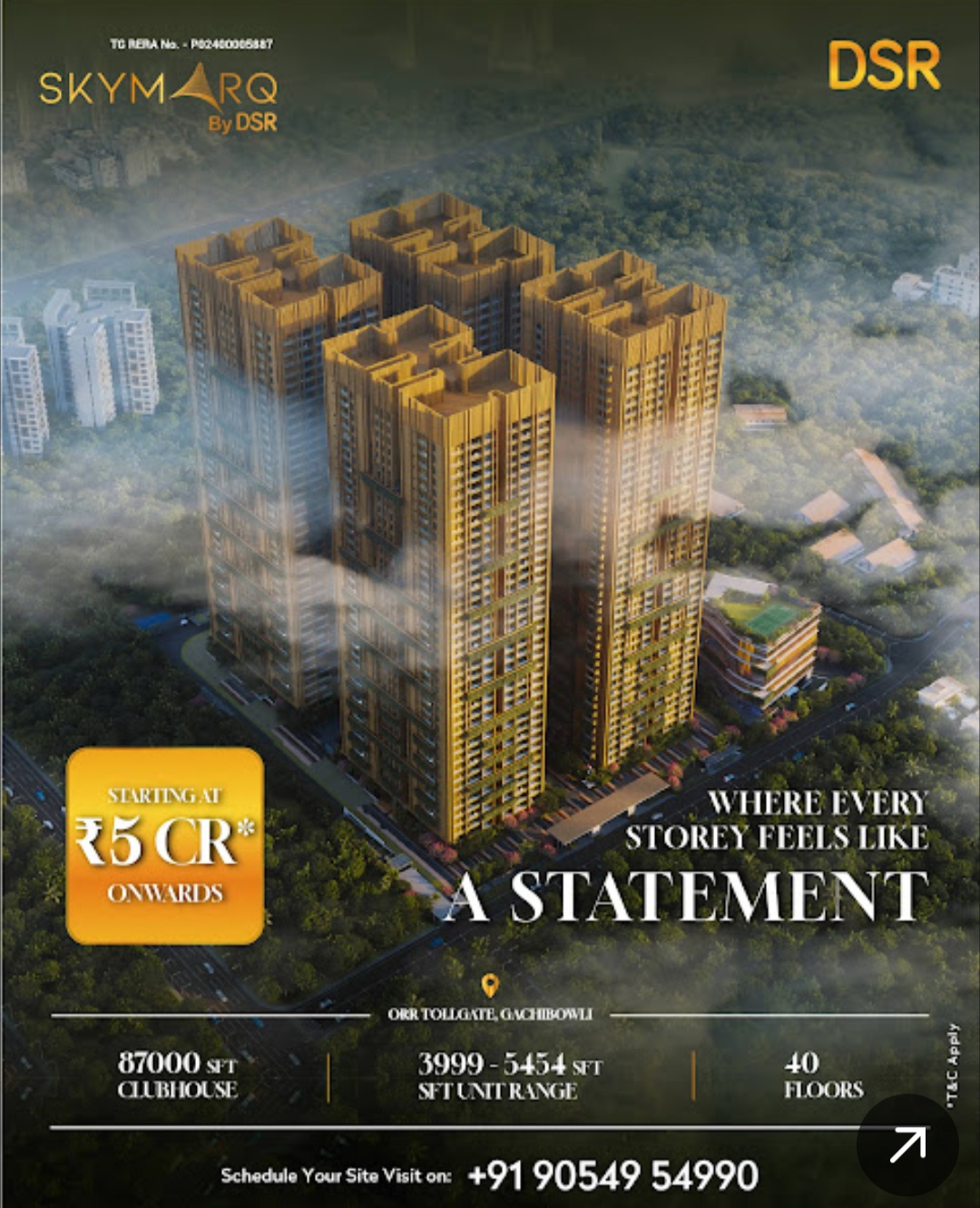 Experience ultra–luxury living at DSR Skymarq, where every storey feels like a statement.