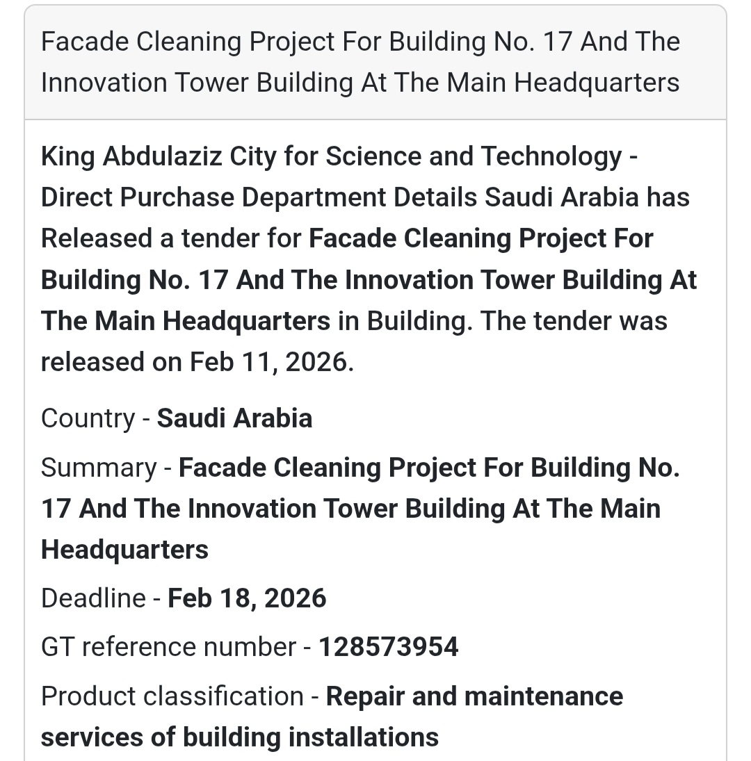 🏢 Facade Cleaning Project – KACST Headquarters