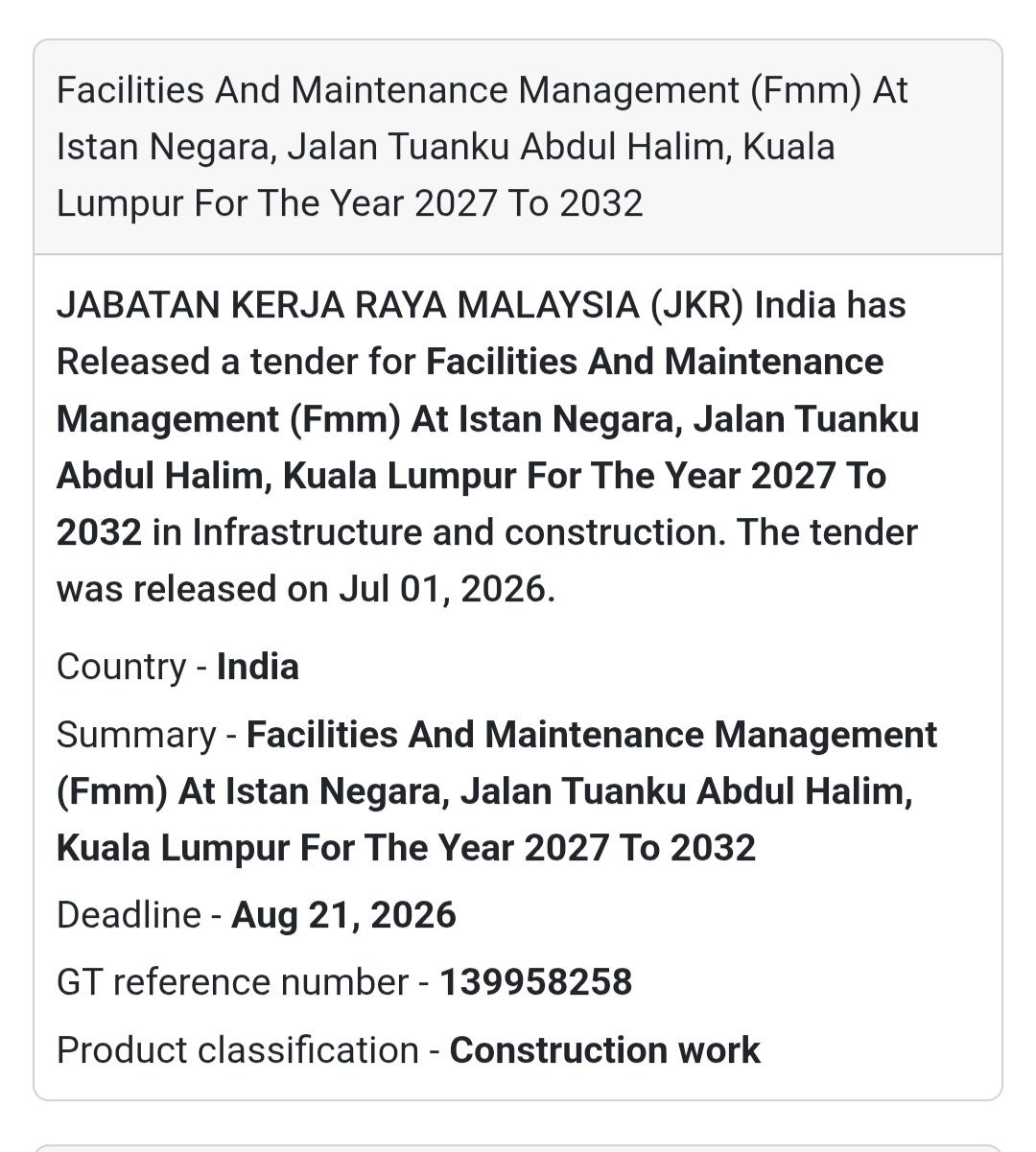 🏛️ Facilities & Maintenance Management | Kuala Lumpur, Malaysia