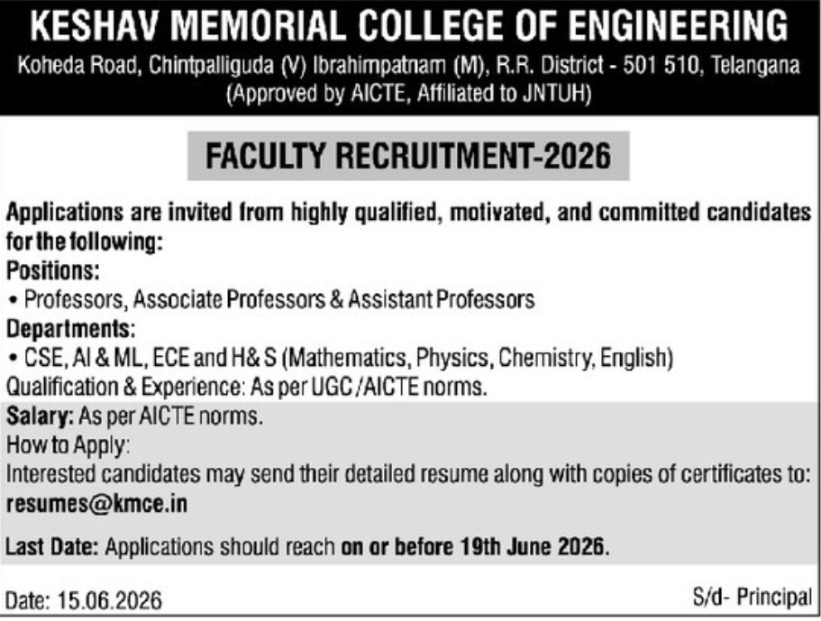 🎓 Faculty Recruitment 2026