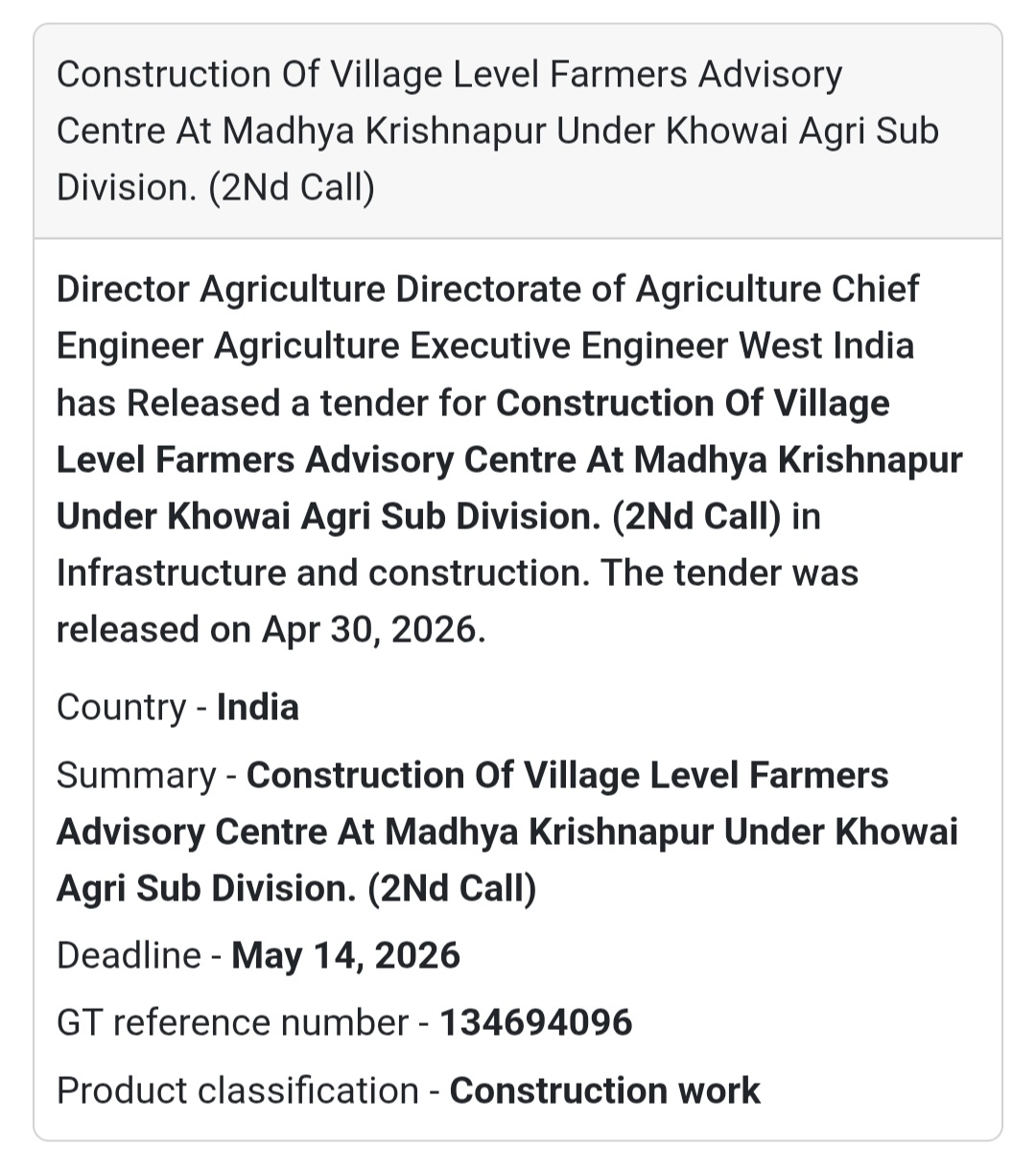 🏗️ Farmers Advisory Centre Construction – Khowai