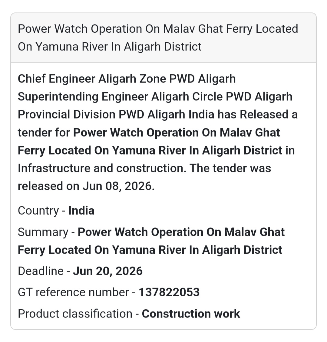 ⛴️ Ferry Power Watch Operation Tender | Aligarh 📍Uttar Pradesh