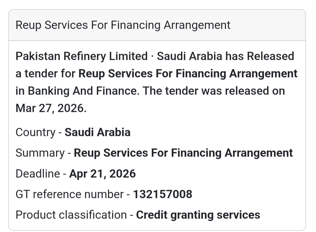 Financing Arrangement Services (REUP) 🇸🇦 📢 New Tender Alert