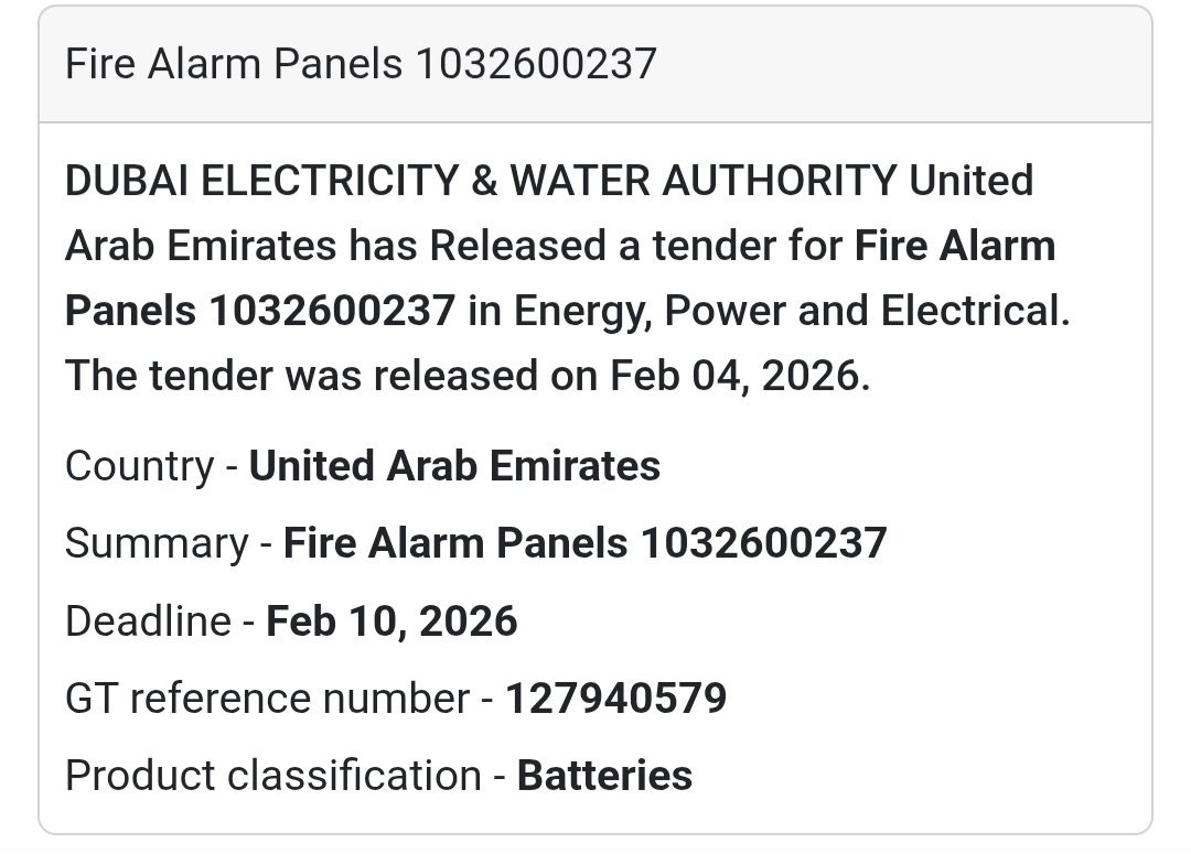 🚨 Fire Alarm Panels (Tender 1032600237)
