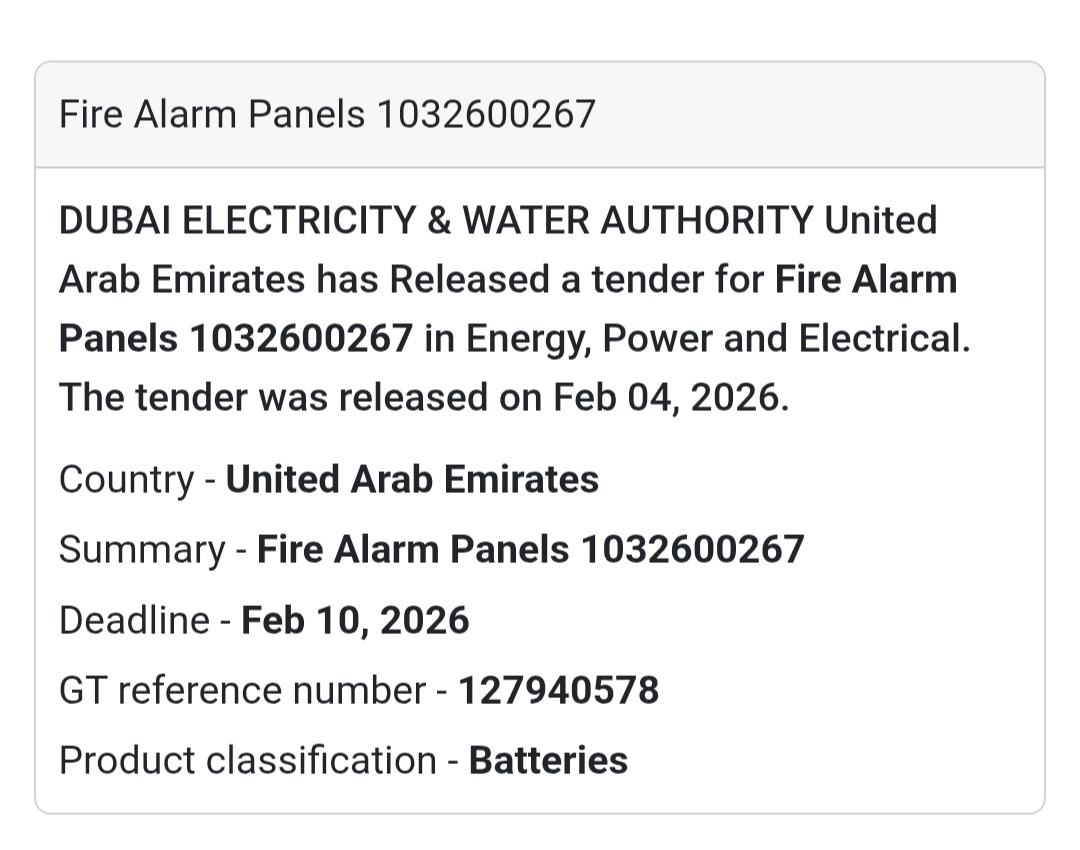 🚨 Fire Alarm Panels (Tender 1032600267)