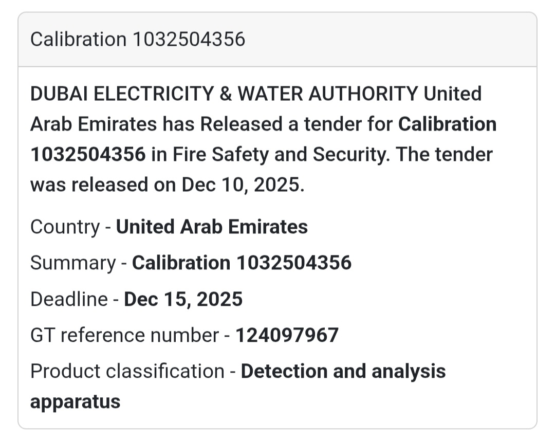 📢 Fire Safety Tender – UAE 🇦🇪