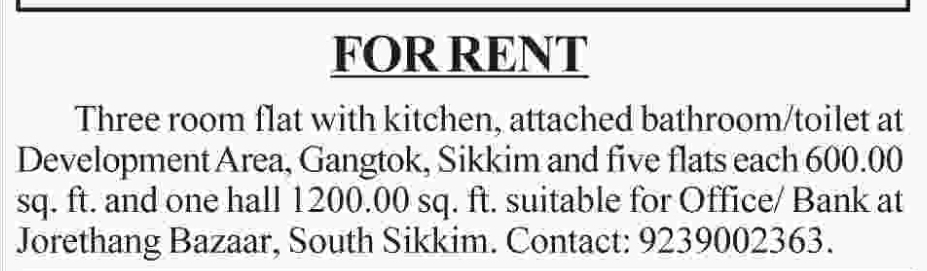 🏠 Flats & Commercial Space Available for Rent in Sikkim 🔑