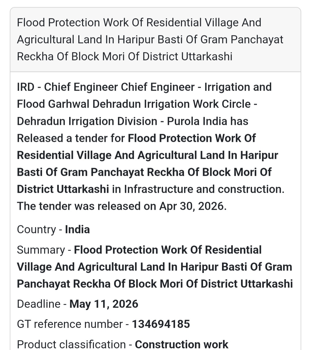 🌊 Flood Protection Work – Uttarkashi