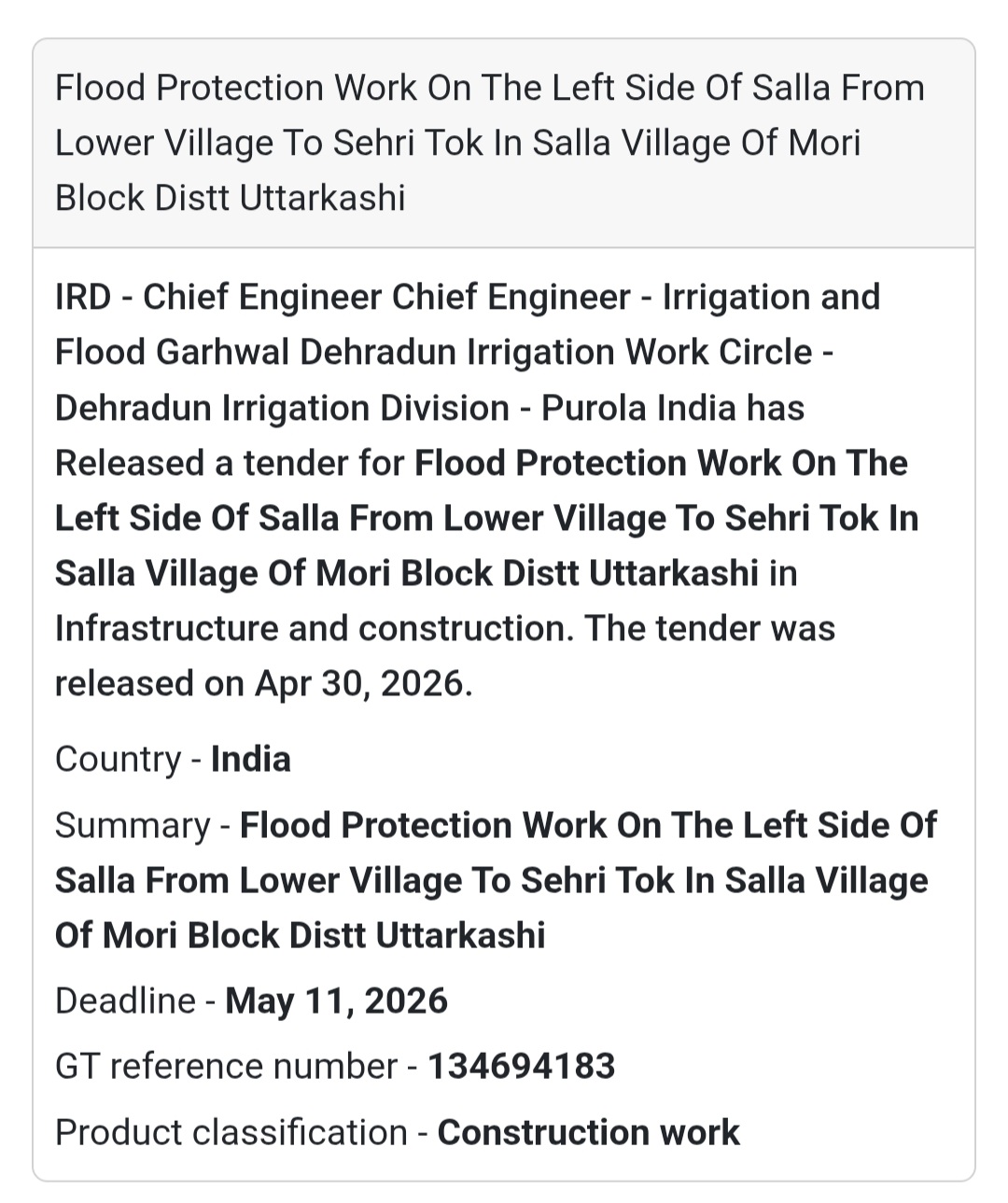 🌊 Flood Protection Work – Uttarkashi