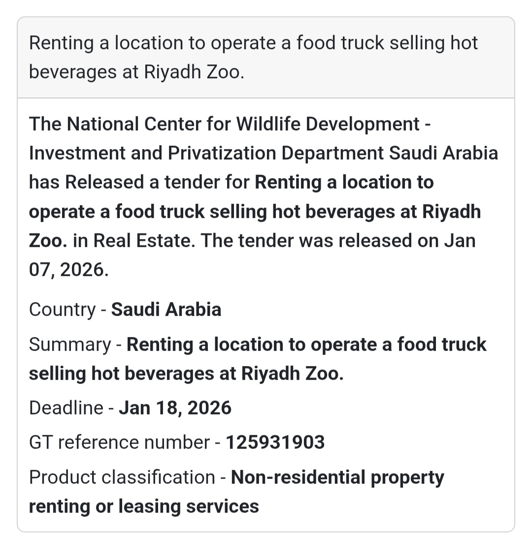 ☕ Food Truck Location – Hot Beverages (Riyadh Zoo)