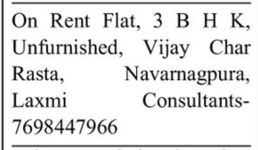 🏠 FOR RENT | 3 BHK Unfurnished Flat – Navrangpura